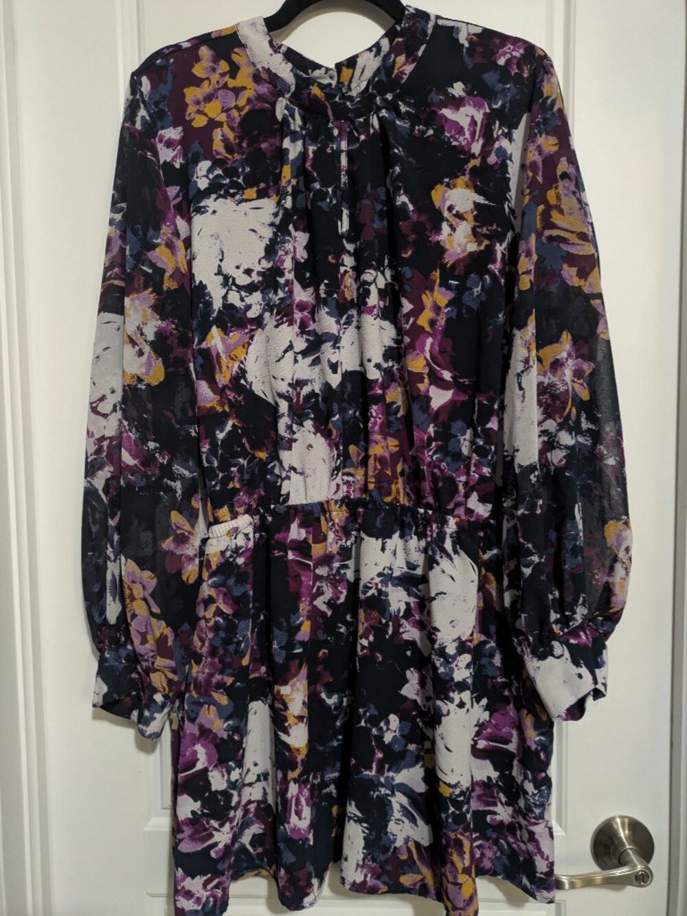 Lane Bryant Curves Long Sleeved Blouse Plus Blue/Purple/White/Yellow (US 26) - Picture 1 of 9